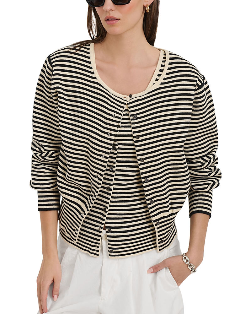 Alex Mill Stripe Puff Sleeve Cardigan In Multi