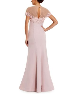 Mermaid Crepe Gown with Beaded Illusion Neck