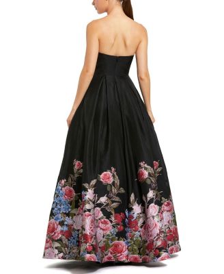 Strapless Floral Brocade Ballgown