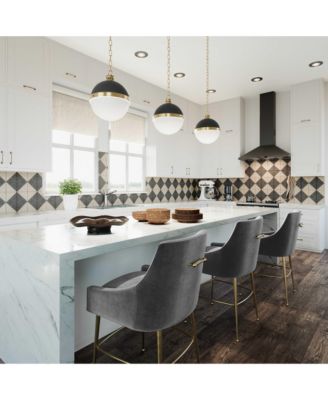 Beatrix Velvet Counter Gold Legs Stool