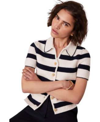 Women's Stripe Collar Knit Cardigan Top