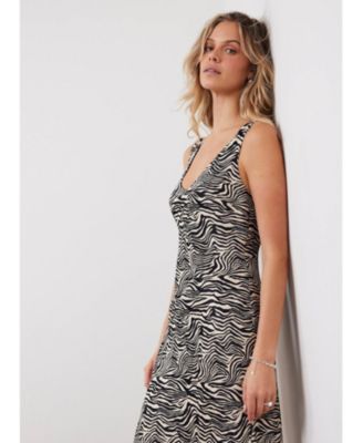  Women's Animal Print Satin Slip Dress