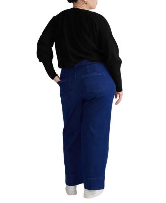  Women's Plus Katie High Rise Crossover Jeans in Blue Wash