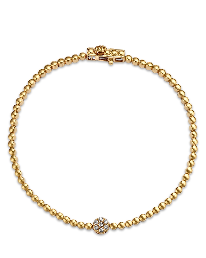 Bloomingdale's Fine Collection Diamond Cluster Beaded Bracelet In 14k Yellow Gold, 0.10 Tcw In Gold