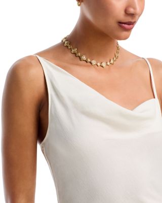 18K Yellow Gold Palazzo Ducale Diamond Satin Flower Collar Necklace, 16"