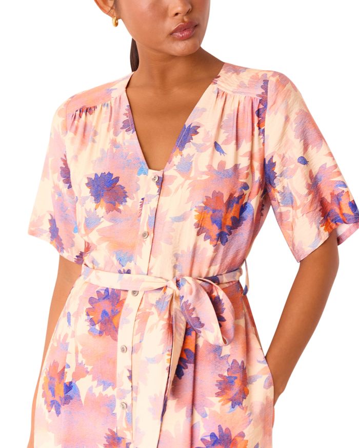 Petite Floral Button Front Jumpsuit