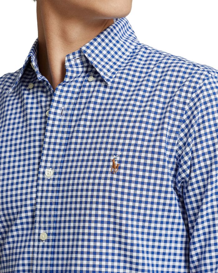 Classic Fit Long Sleeve Gingham Checked Button Down Shirt