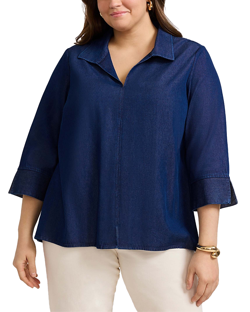 Foxcroft Plus Agnes Denim Shirt