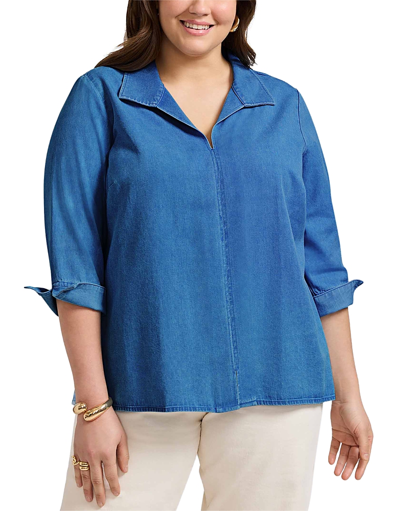Foxcroft Plus Agnes Denim Shirt