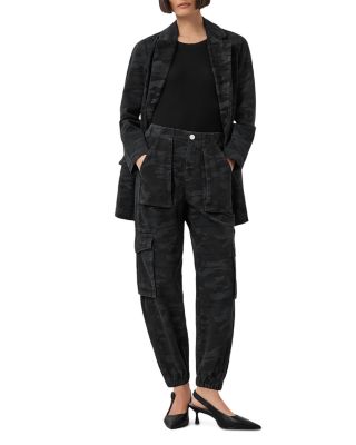 Freda Cargo High Rise Ankle Tapered Jeans in Camo Ink Blue