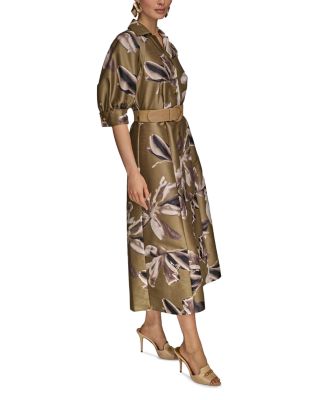 Floral A Line Belted Shirt Dress