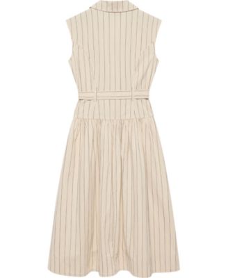  Women's Drop Waist Stripe Midi Dress