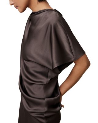 【海外限定】REISSドレス☆Mauve Kenzie Satin Asymmetric Drape Buy Reiss Mauve Kenzie Satin Asymmetric Draped Midi Dress