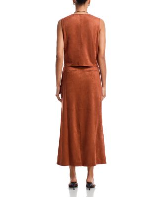Regal Poise Faux Suede Maxi Skirt