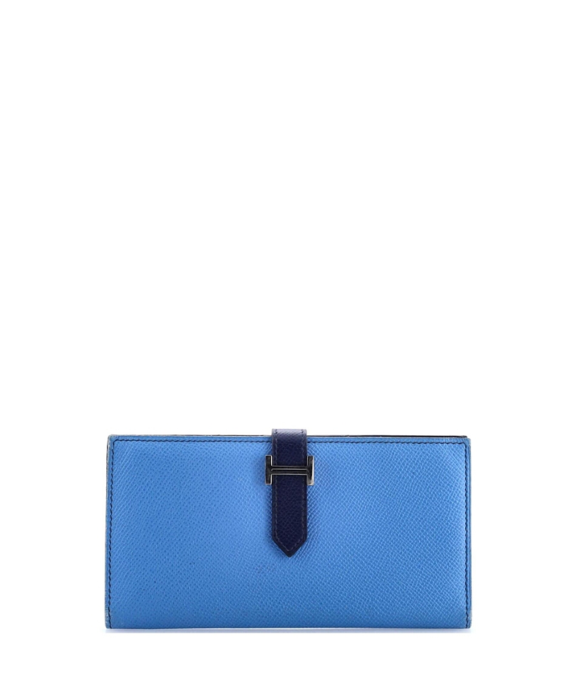 Pre-owned Pre-owned Hermes Hermes Long Bearn Wallet Epsom In Blue