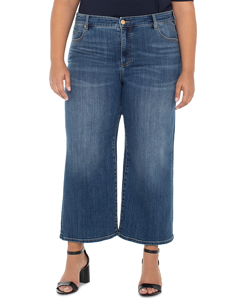 Liverpool Los Angeles Plus Stride High Rise Cropped Wide Leg Jeans In Wabash In Blue