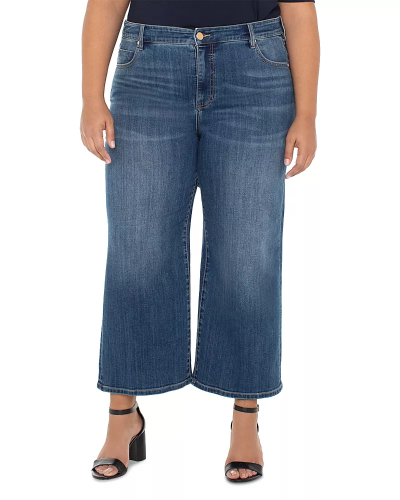Liverpool Los Angeles Plus Stride High Rise Cropped Wide Leg Jeans in Wabash