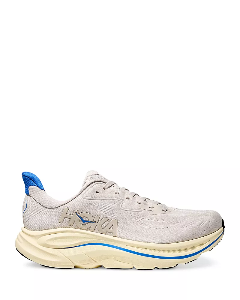 Hoka Men's Clifton 10 Sneakers in Stucco/Virtual Blue