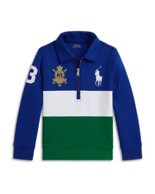 Boys' Big Pony Double Knit Collared Sweatshirt, Little Kid, Big Kid