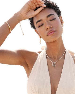 Aura Swirl Cultured Freshwater Pearl Choker Necklace, 16"-19"