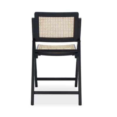 Desiree Cane Folding Dining Chairs, Set of 2, Black/Natural