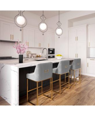 Lisa Pleated Velvet Counter Stool