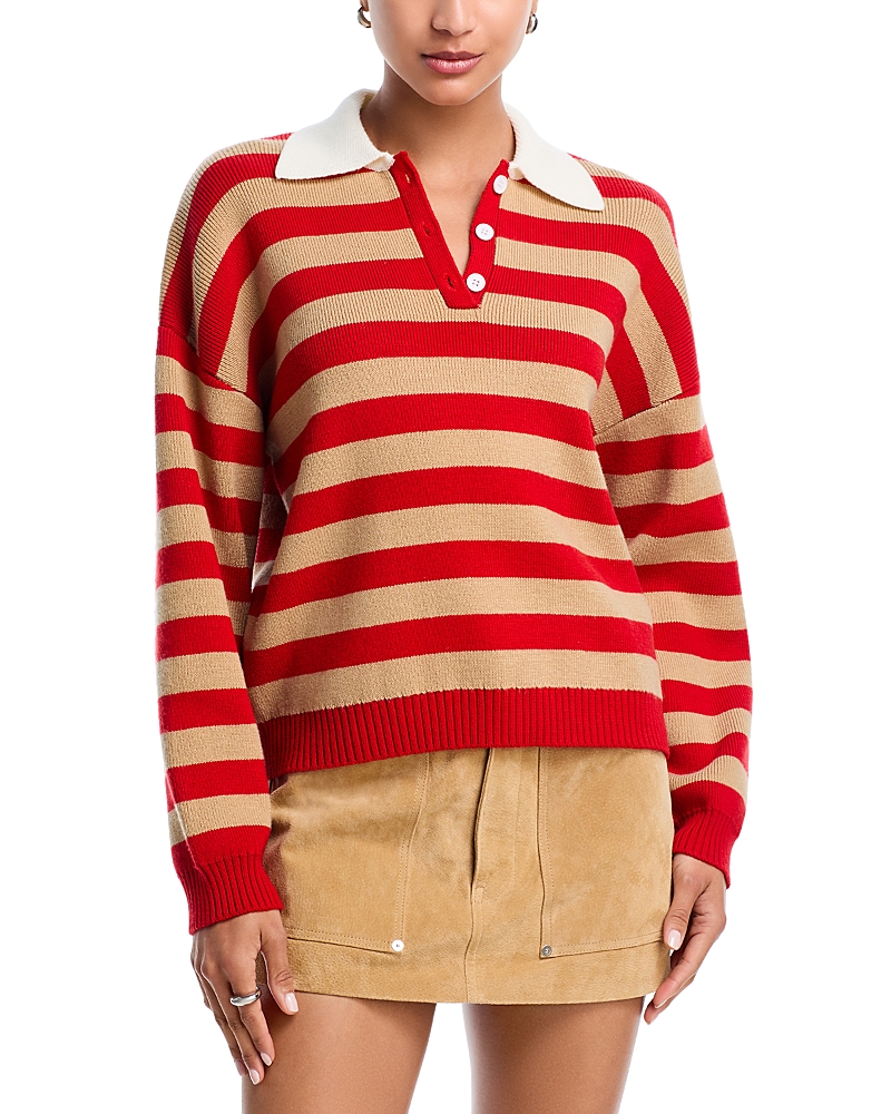 Wayf Cindy Striped Johnny Collar Sweater In Multi