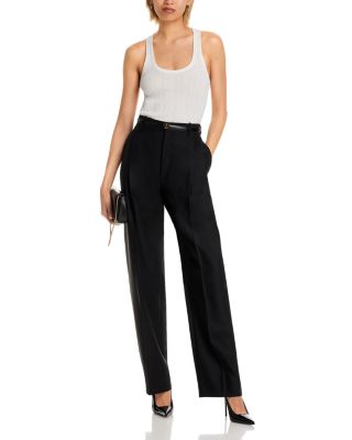 Pleat Front Straight Leg Pants