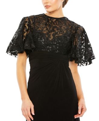 Embellished Butterfly Sleeve Gown