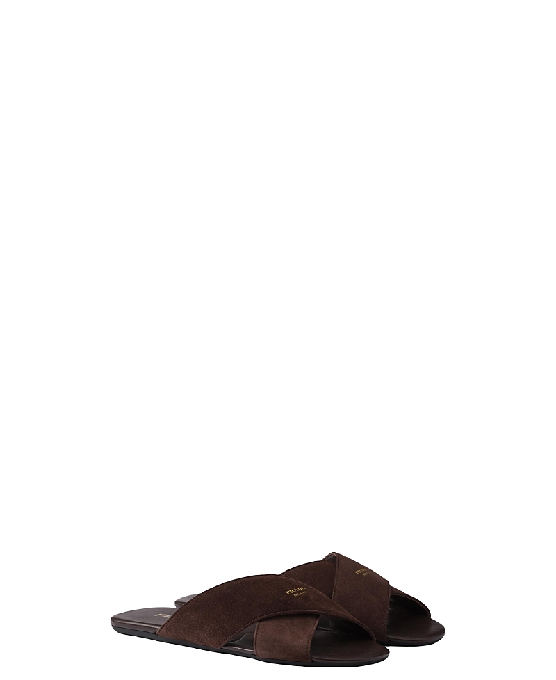 Prada Cross-strap Sandals In Brown