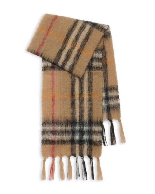 Check Mohair & Wool Blend Scarf