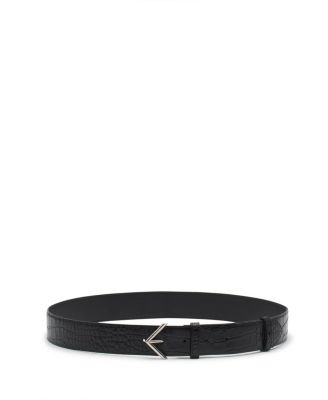 Lanvin - Signature Crocodile Effect Leather Belt