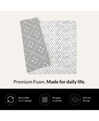  Reversible Baby PlayMat - Dash + Diamond Design - Soft, Non-Toxic Foam - Waterproof, Easy to Clean