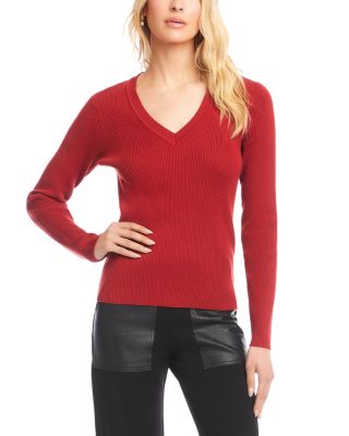 V Neck Ribbed Sweater