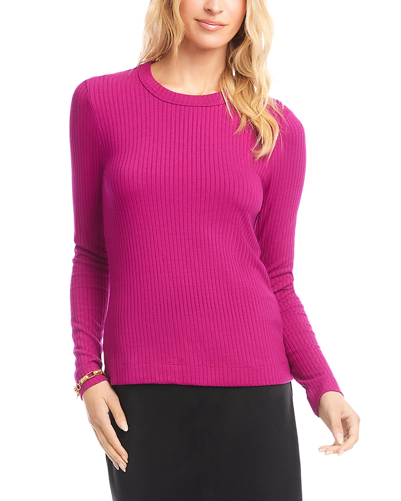 Karen Kane Crewneck Long Sleeve Top In Multi