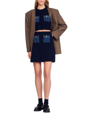 Mini Knit and Denim Skirt