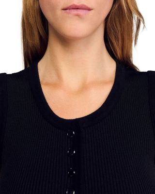 Round Neck Rib Knit Mini Dress