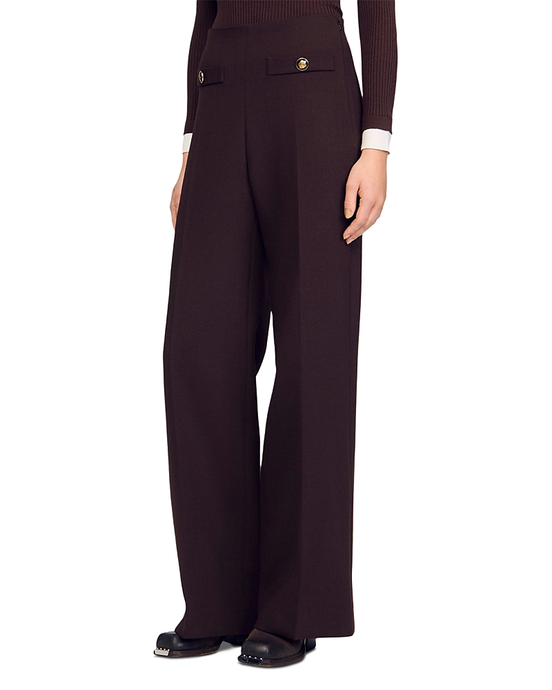 Sandro Flared Trousers In Burgundy