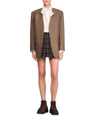 Short Checked Pleated Skirt