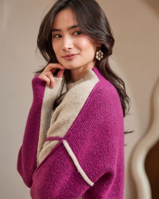 Colorblocked Mock Neck Sweater