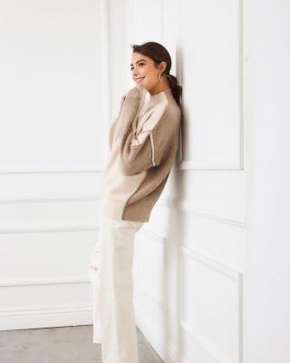 Colorblocked Mock Neck Sweater