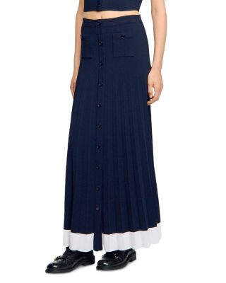 Long Two Tone Knit Skirt