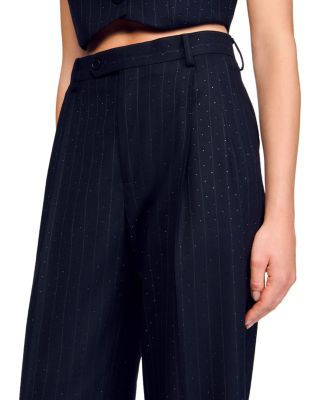 Rhinestone Striped Trousers
