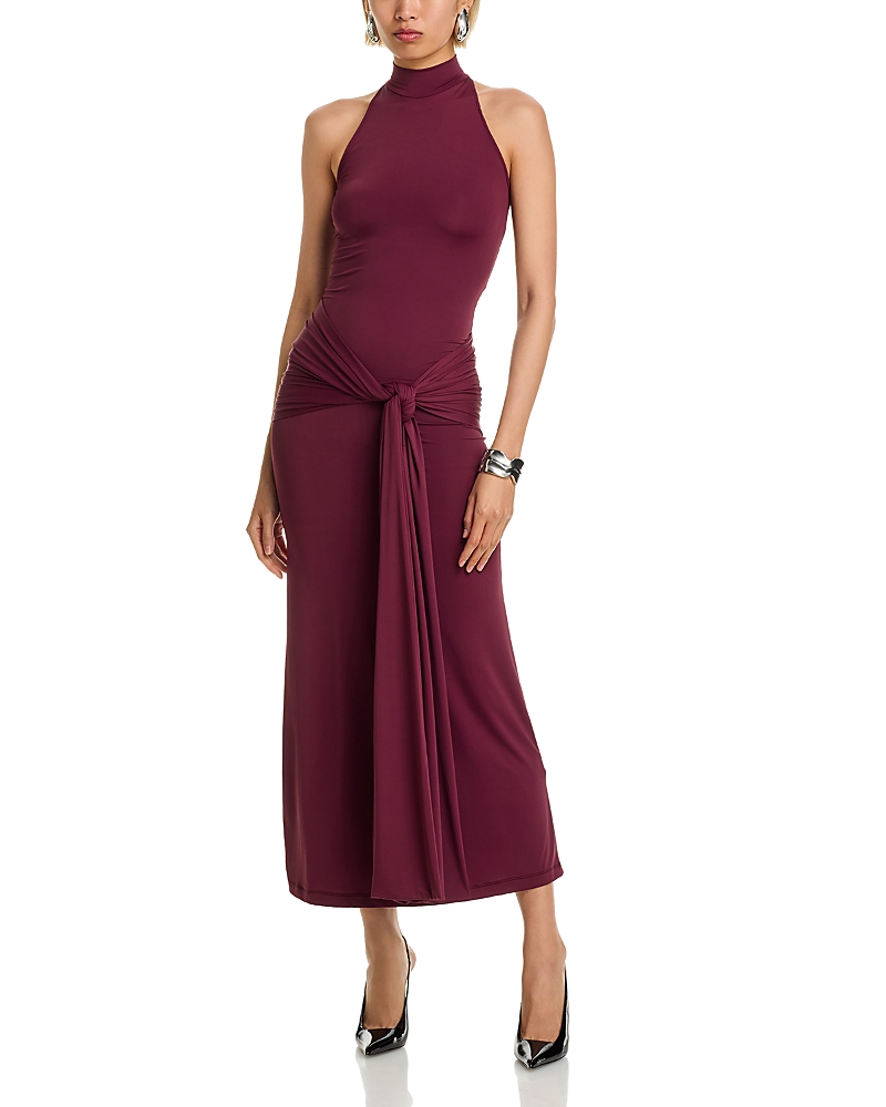 Bardot Isadora Maxi Tie Front Dress Deep Plum In Purple