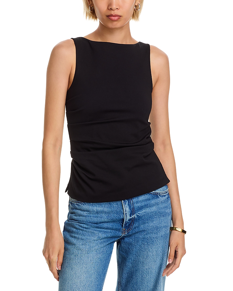 Rag & Bone Irina Ponte Shirred Tank In Black