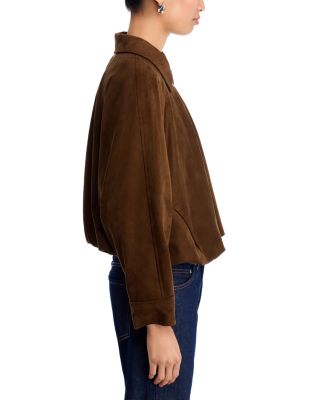 Faux Suede Bubble Bomber Jacket