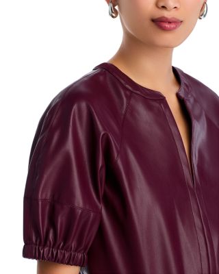 Roxanne Faux Leather Split Neck Top