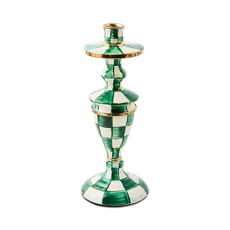 Mackenzie-childs Mackenzie Childs Emerald Check Medium Candlestick Holder