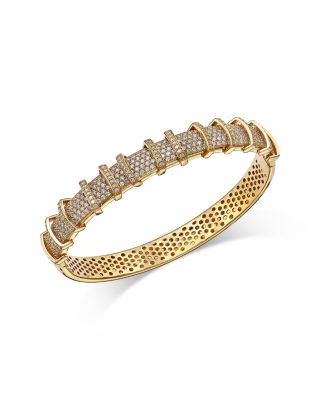 Diamond Bangle Bracelet in 14K Yellow Gold, 2.65 tcw