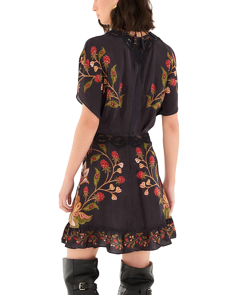 Farm Rio Black Berry Garden Mini Dress In Multi